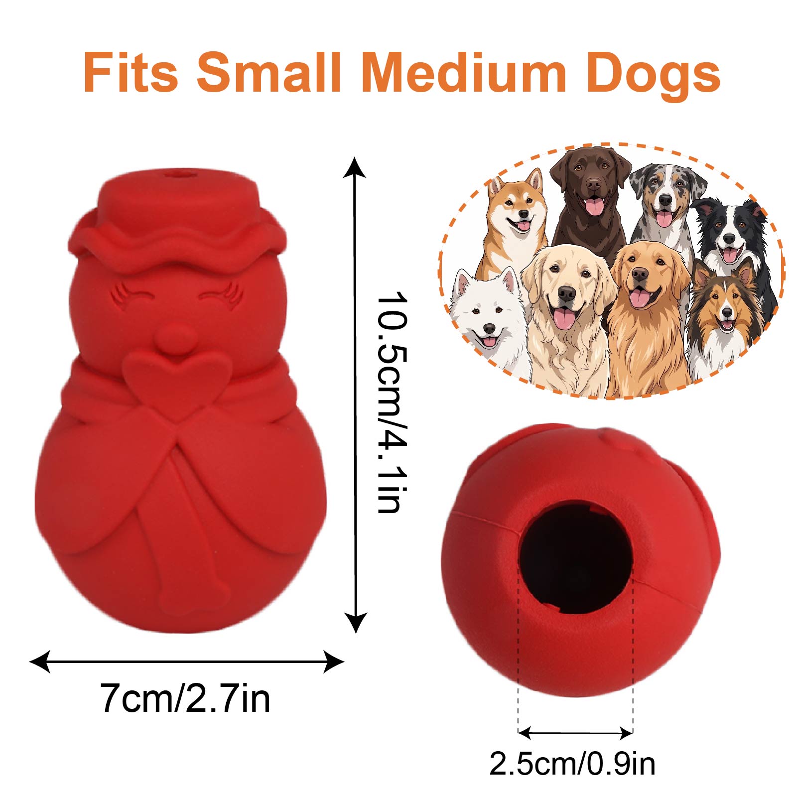 Rubber Treat Dispensing Dog Toy - ：Snowman Dog Puzzle Toy, Treat Dispensing