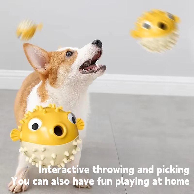 Interactive Bouncing Fish Trea - Rubber Treat Dispensing Dog Toy ulasan dan harga