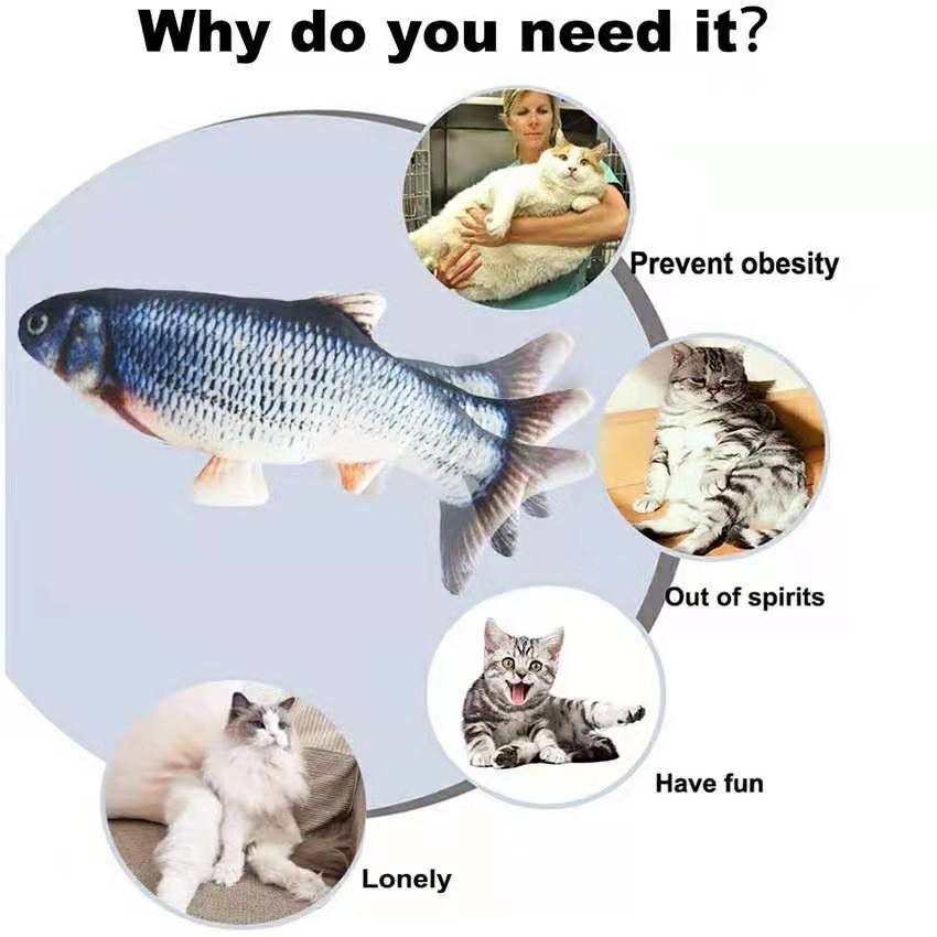 Cat Toys Fish USB Charger Fish - Electric Floppy Fish Dog Toy ulasan dan harga
